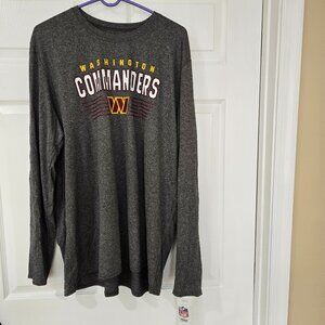 Washington Commanders Men's Long‎ Sleeve T-Shirt Gray Polyester Size 2XL NWT